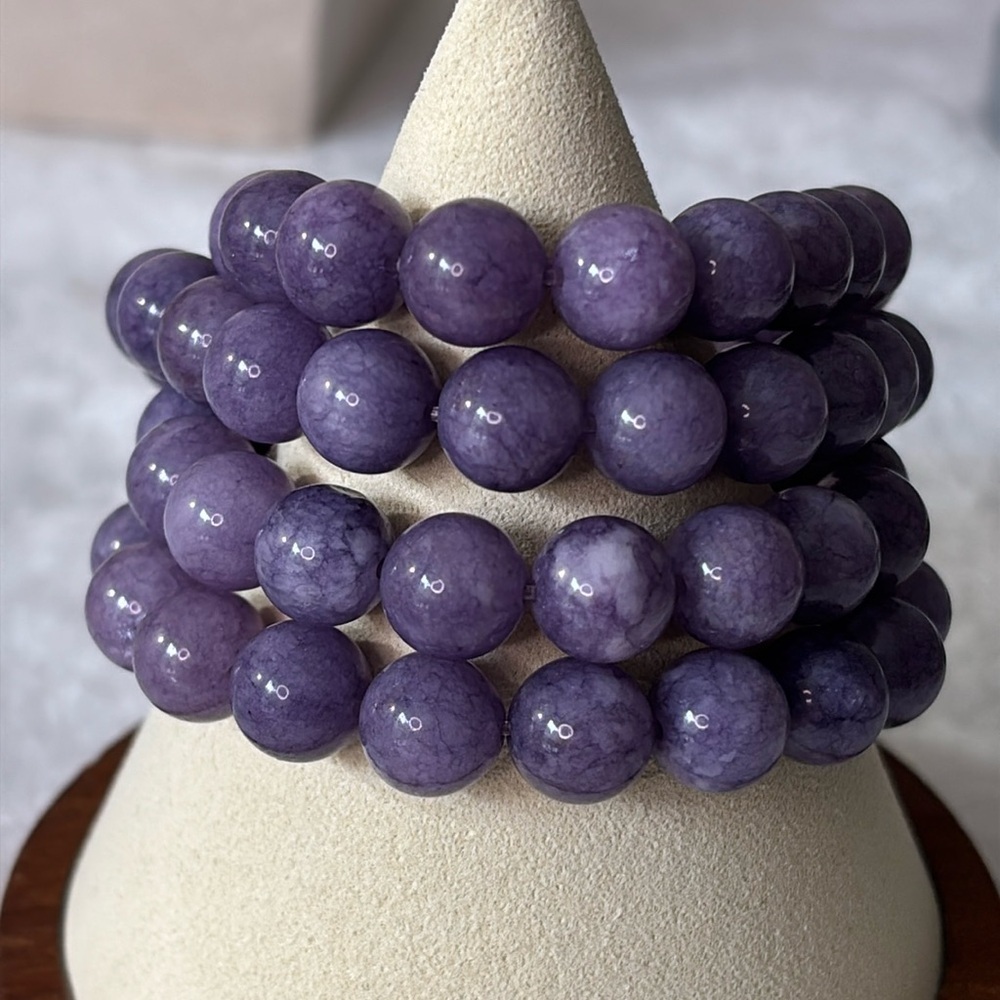 💜 Natural 10mm Lavender Gemstone Bracelet